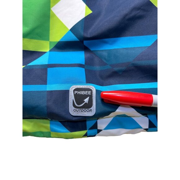 PhiBee Kids Outdoor Jacket Warm Winter Coat Size 11/12 Green Blue White - Picture 9 of 16